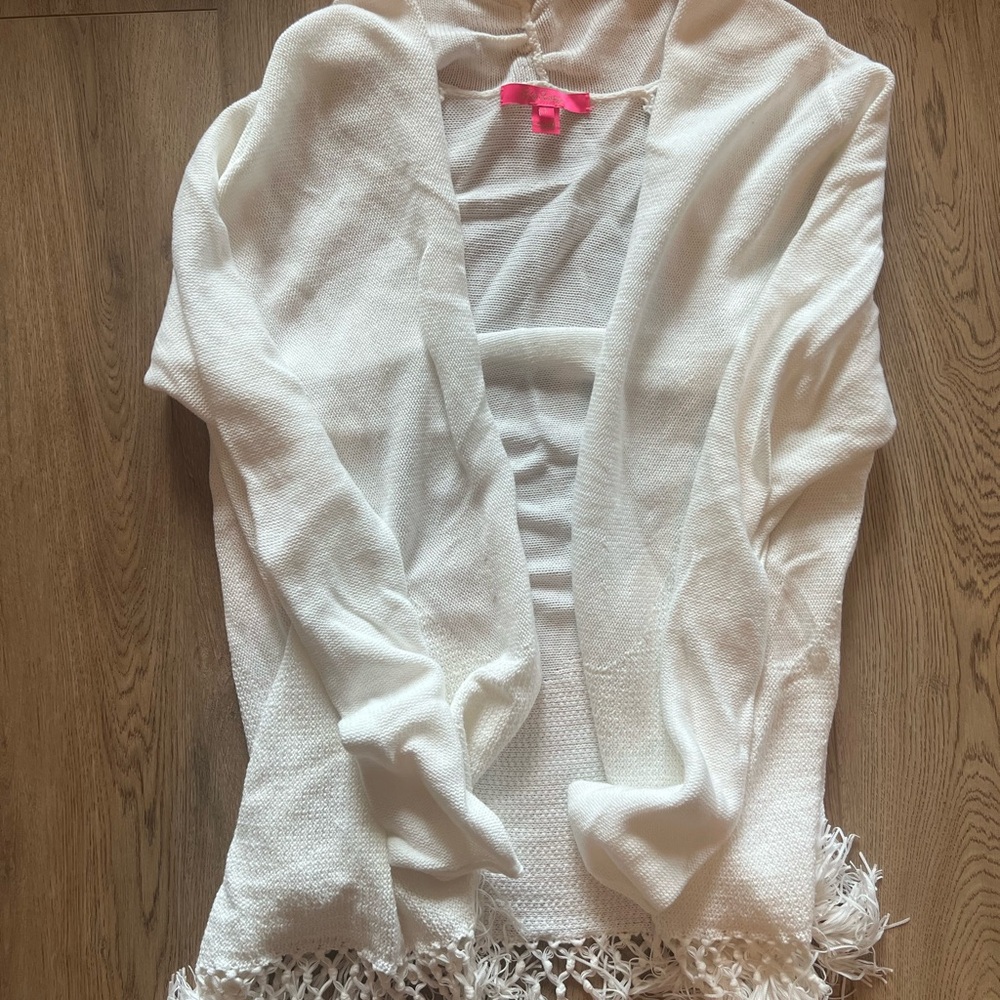 White Fringe Cardigan